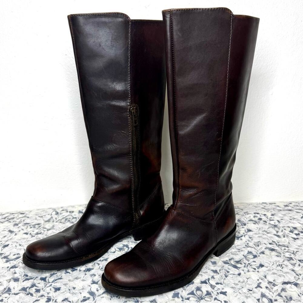 J. Crew Tall Leather Riding Boots in Dark Brown